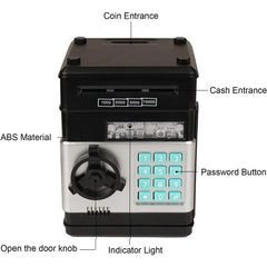 Electronic Bank, Mini ATM Password Money Bank Cash Coins Saving Box For Kids, Cartoon Safe Bank Box